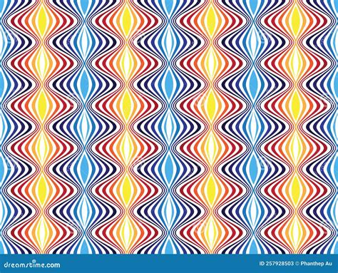 Colorful Wavy Striped Elements Seamless Pattern Stock Vector