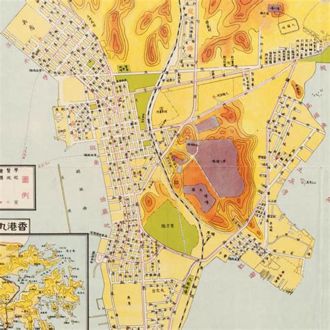 Vintage Old Map Of Hong Kong Kowloon 1951 China Old Maps And Vintage