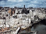 A color photograph of the bombed-out historic city of Nuremberg ...