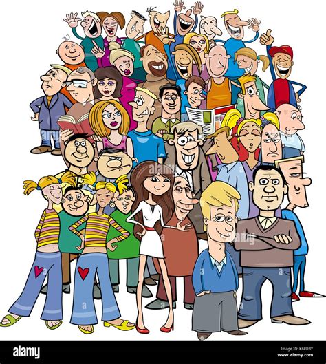 Ilustración De Personajes De Dibujos Animados De Personas Grupo Grande