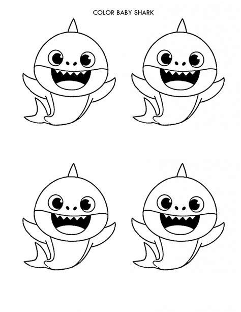 Color Baby Shark Coloring Page Shark Coloring Pages Coloring Sheets