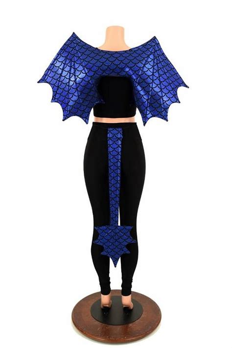 2pc Royal Blue Dragon Scale Wireless Dragon Wings And Tail Set Etsy