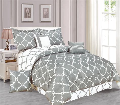 The comforter is designed to be quite large for comfort, measuring at 104 inches by 92 inches. Galaxy 7-Piece Comforter Set Reversible Soft Oversized ...