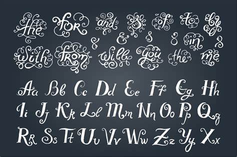 Handwritten Calligraphy Font With Elegant Ampersands And Prepositions