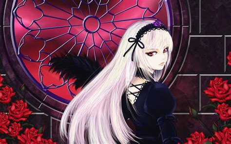Darkness Of Gothic Red Female Window Suigintou Rose White Hair