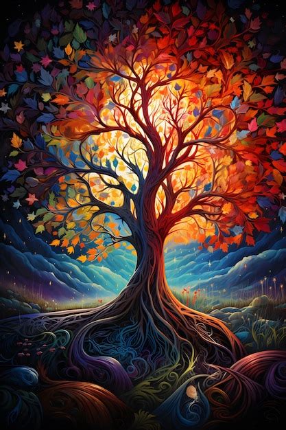 Premium Ai Image Colorful Tree Of Life