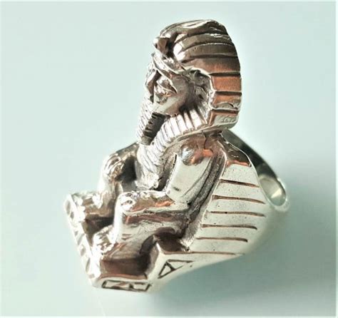 Pharaoh Ring 925 Sterling Silver Tutankhamun Egyptian Sphinx Ring