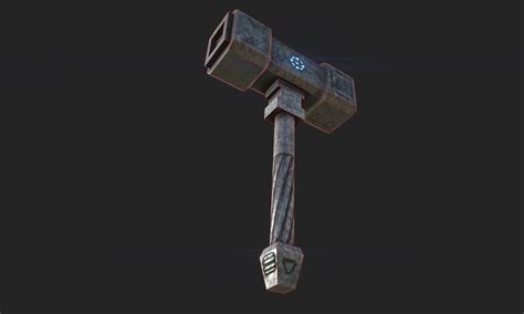 3d Model Futuristic Hammer Cyber Maul Vr Ar Low Poly Cgtrader