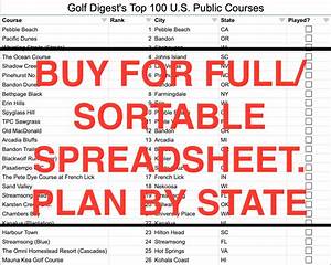 Golf Digest 39 S Top 100 Courses Sortable Spreadsheet 2019 List Etsy