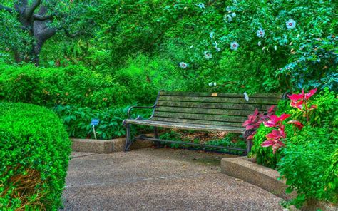 2880x1800 Bench In Spring Park Wallpaper Background Image View