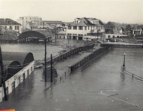 Swing Bridge In Belize City During Hurricane Hattie In 1961