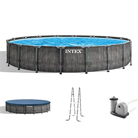 Intex Prism Frame Round Above Ground Outdoor Swimming Pool Set With