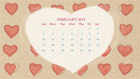 February 2019 Love Design Wallpaper Calendar Valentines Day Theme