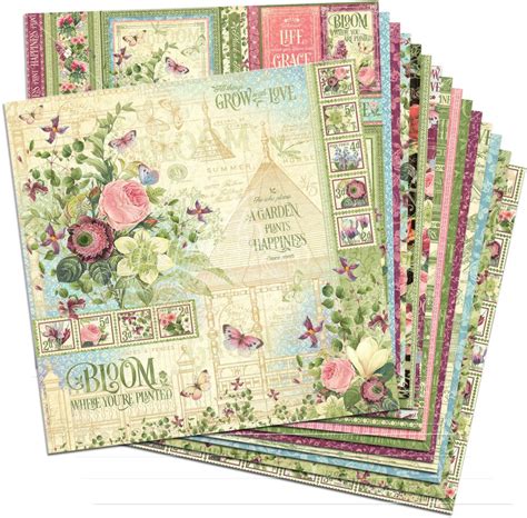 Graphic 45 Bloom 12x12 Paper Pack 16 Sheetsfor Scrapbooks Cards