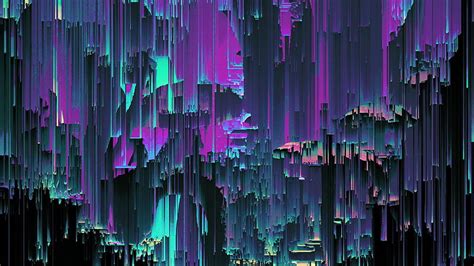 Purple Blue Glitch Interference Stripes Abstraction Abstract Hd