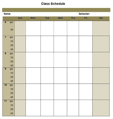 College Schedule Templates 8 Free Printable Word Excel And Pdf