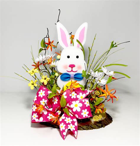 Easter Bunny Foam Rabbit Floral Arrangement Easter Table Etsy