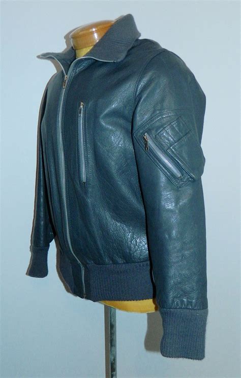 Vintage 1970s German Luftwaffe Leather Jacket Gray Leather Flight Jack