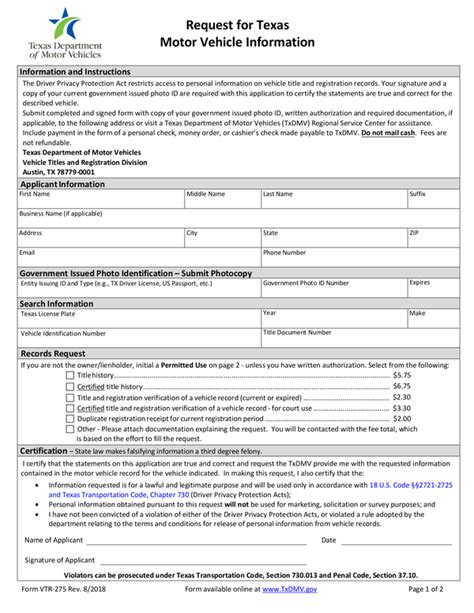 Fill Free Fillable Texas Department Of Motor Vehicles Pdf Forms