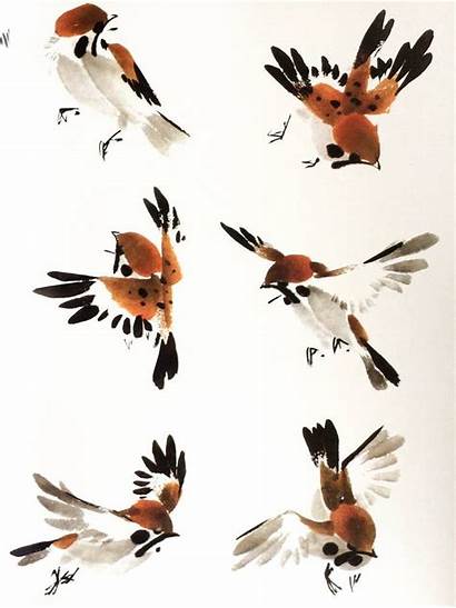 Japanese Bird Watercolor Painting Chinesische Kunst Chinese