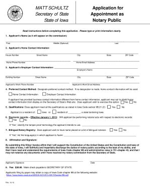 Insurance agent examination & licensing / producer licensing: Iowa Notary Application - Fill Online, Printable, Fillable, Blank | pdfFiller