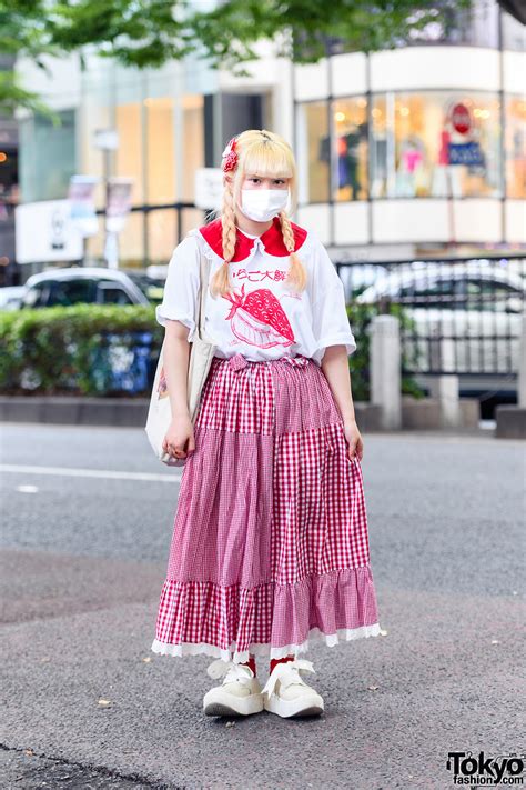 Harajuku Girl Gingham Style W Decotoland Shirt Amatunal Gingham Skirt