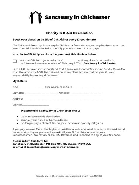 Fillable Online Charity Gift Aid DeclarationSingle Donation Fax