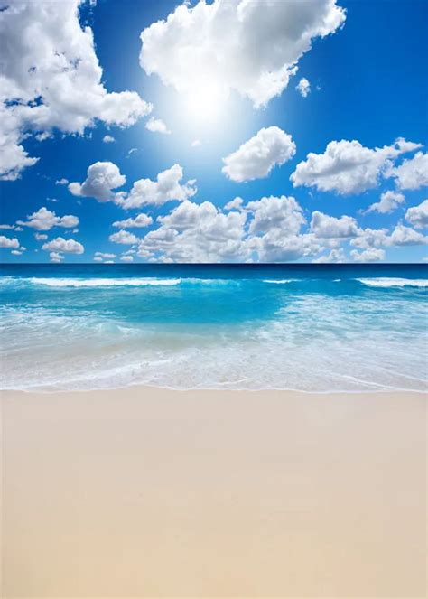 Scenery Vinyl Cloth Blue Sky Sea Beach Photography Backdrops For