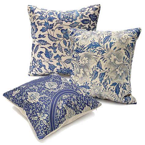 They say the earth laughs in flowers. Cotton Linen Pillow Case Blue And White Porcelain Cover ...