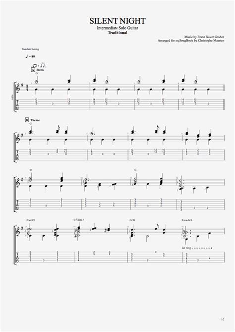 Silent Night By Traditional Intermediate Solo Guitar Guitar Pro Tab