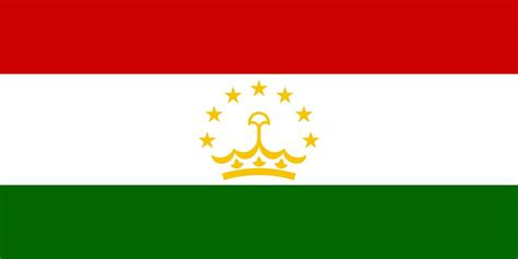 Furthermore, in the middle of the white stripe, there is an emblem displaying a gold crown with seven stars above. Tajikistan flag vector - country flags