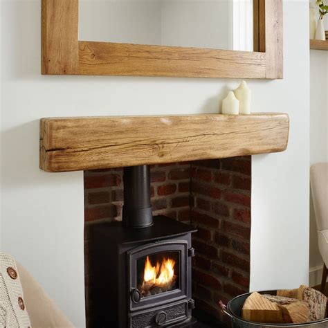 Wood mantel shelves aren't just for fireplaces anymore! Solid Oak Beam Rustic Character Mantel Shelf - Aged & Flamed