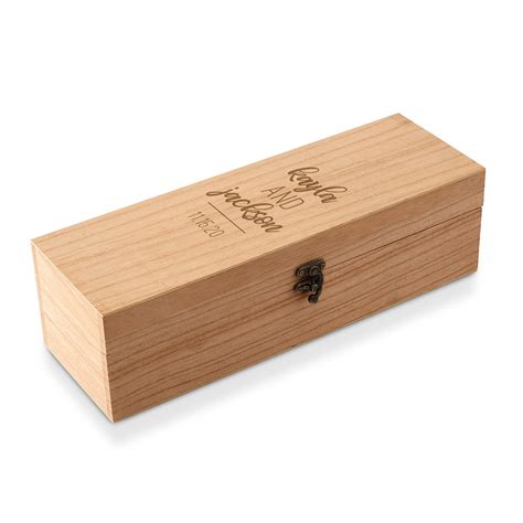 Custom Engraved Wooden Wine Gift Box With Lid Signature Couple