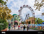 Vienna, Prater. Entrance to the Prater amusement park looking towards ...