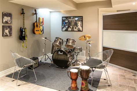 Contemporary Basement By Biondi Decor Home Music Rooms Music Studio