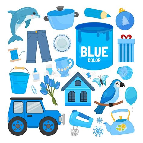 Vector Set Of Blue Color Objects Stock Vector Illustration Of Paint