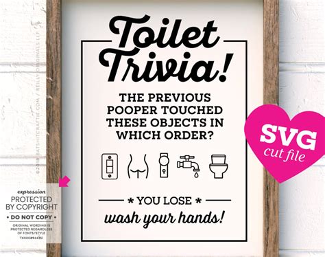 Funny Bathroom Sign Svg Cut File Toilet Trivia Protected By Etsy