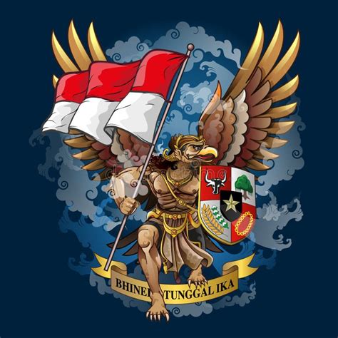 Garuda Pancasila With Indonesia Flags Illustration Stock Vector