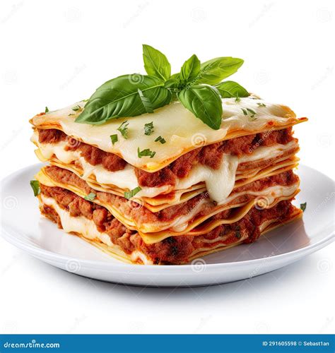 mouthwatering image features a delightful serving of lasagna on a plate stock illustration