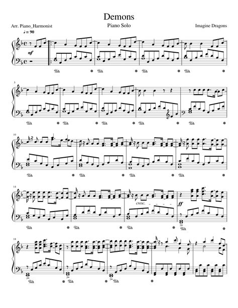 Demons Imagine Dragons Piano Solof Major Sheet Music For