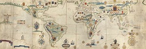 A 1623 world map featuring religious imagery and the coats of arms of ...
