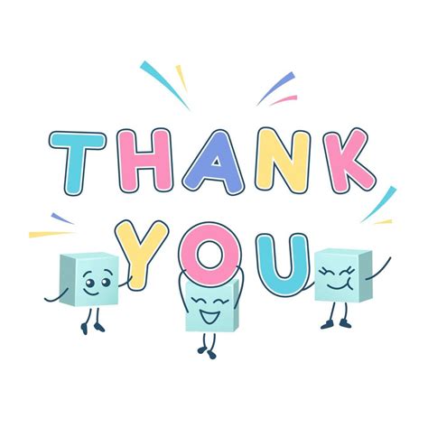 Colorful Thank You In Cartoon Style Funny Boxes Full Of Gratitude