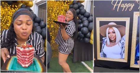 “may my wishes be granted” kemi afolabi blows out candle on birthday cake frames and party