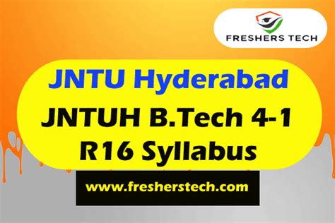 Jntuh Btech 4 1 Sem R16 Syllabus Books Download For All Branches