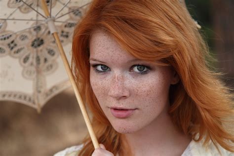 X X Woman Model Girl Face Freckles Light Redhead Wallpaper