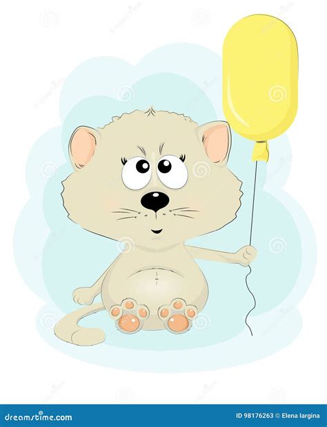 Cute Cat With A Balloon Stock Vector Illustration Of Isolated 98176263