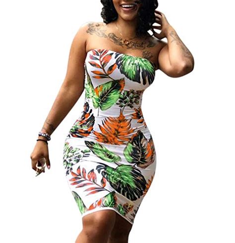 Midi Dress Plus Size Strapless Sundress Wf Shopping