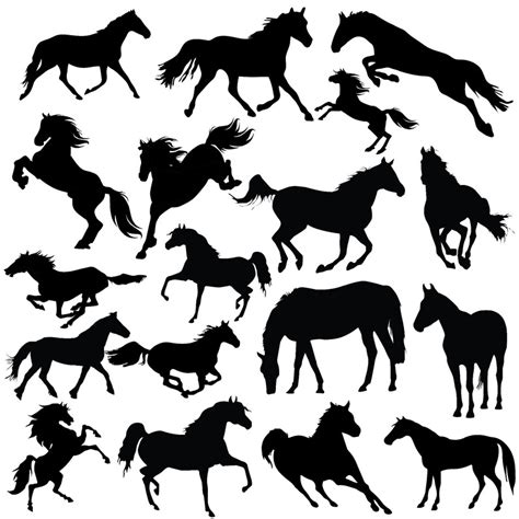 Black Horse Silhouettes Horses Graphic Design Elements 22 Etsy Uk