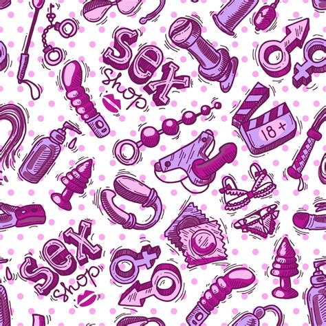 Hermosos Dispositivos De Sex Shop De Patrones Sin Fisuras Dibujados A Mano Para Su Diseño