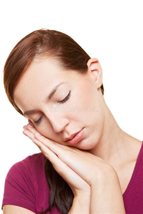 Woman Sleeping With Hands On Cheeks Stock Photo Image Of Face Effort